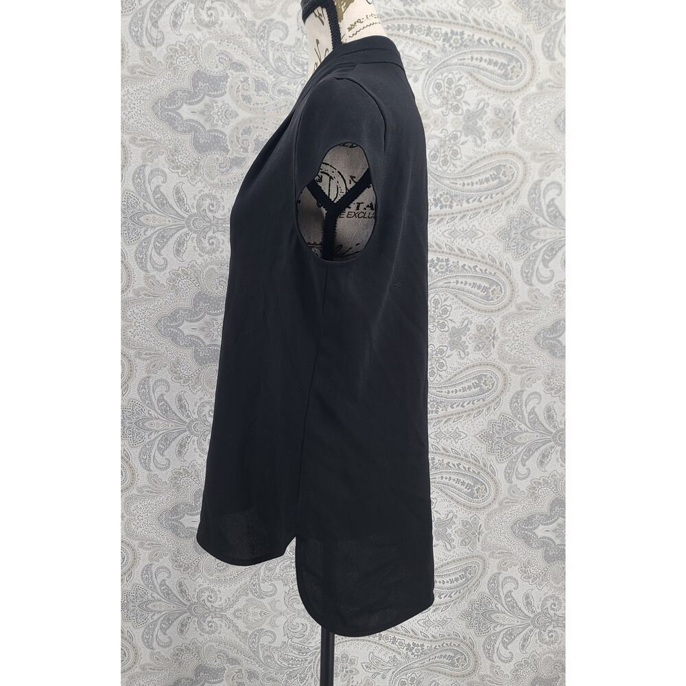 DKNY women's cap sleeve shoulder black blouse Size 6 Dark feminine Goth Office - Picture 3 of 7
